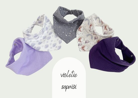 Muslīna laces - 5 gb, violetie sapnīši